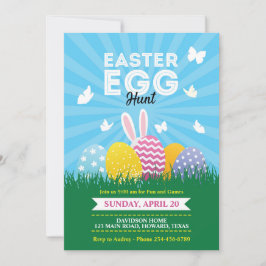 Ljus och färgstark Påskägg Hunt Inbjudningar