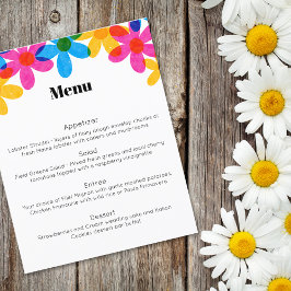 Ljus och feta Hippie Flowers Vår bröllop Menu Flygblad