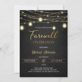 Ljus och Guld Elegant Skript Farewell Party Inbjudningar