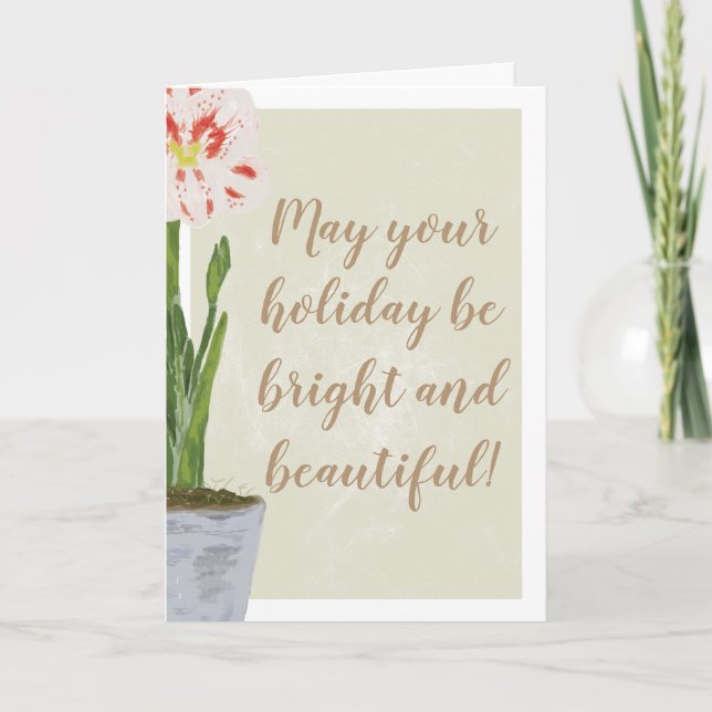 Ljus och härlig vattenfärgAmaryllisblomma Kort (Framsida)