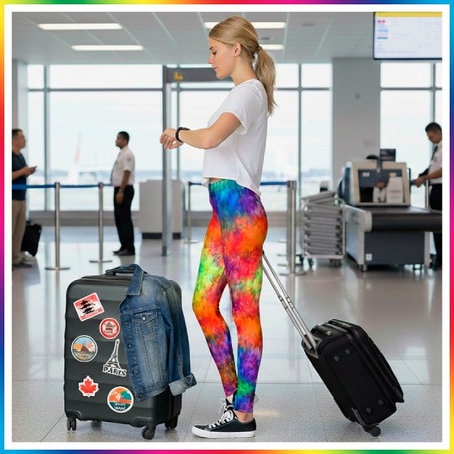 [Ljus och is] Ljus och djärv regnbågstyckfärgning Leggings (Travel in comfort. )