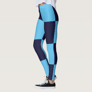 Ljus och mörk blått kvadratisk, sömlös mönster leggings