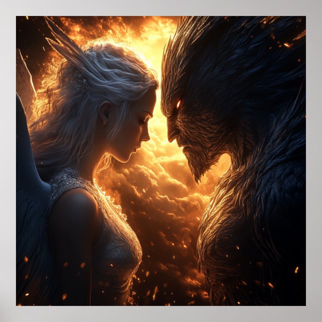 Ljus och Mörk - Dramatisk Fantasy Poster (Framsidan)