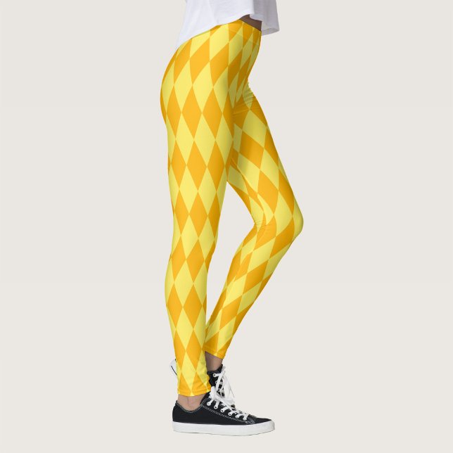 Ljus och mörk gul Harlequin-diamanter Rutor  Leggings (Skapare uppladdad)