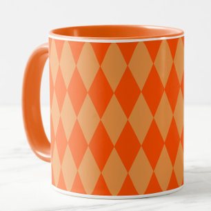 Ljus och mörk orange harlekin diamant rutmönster mugg