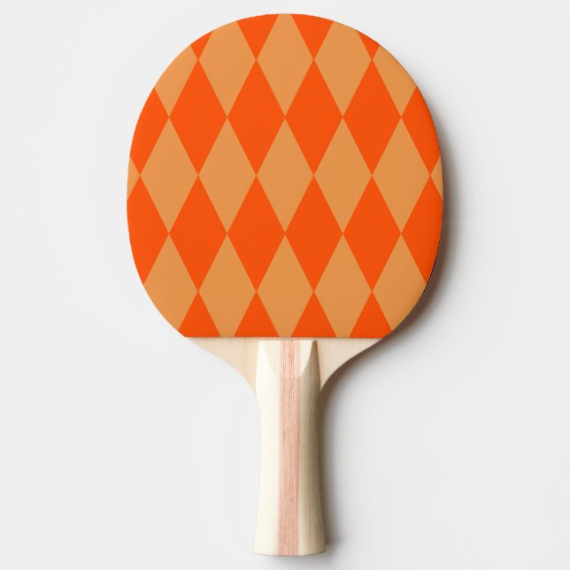 Ljus och mörk orange harlekin diamant rutmönster pingisracket (Framsidan)