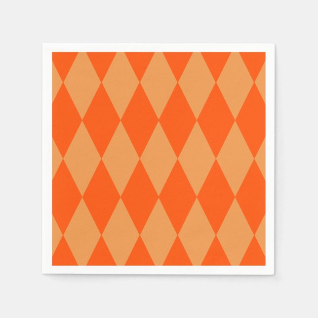 Ljus och mörk orange Harlequin-diamanter Rutor  Pappersservett (Framsidan)