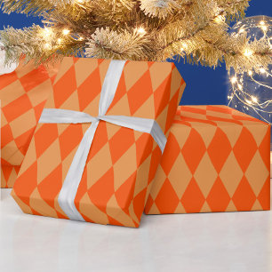 Ljus och mörk orange Harlequin-diamanter Rutor Presentpapper