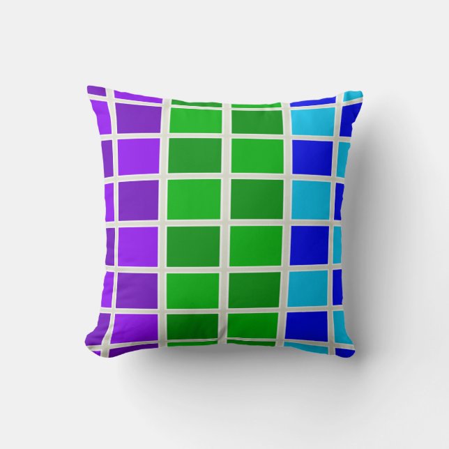 Ljus och Mörk Peacock Färg Squares Kudde (Framsida)