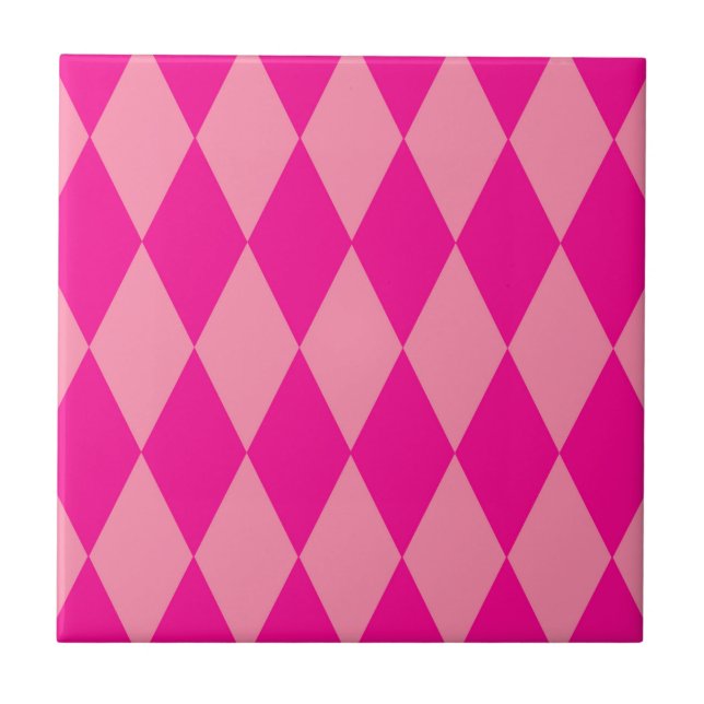 Ljus och mörk rosa Harlequin-diamanter Rutor  Kakelplatta (Framsidan)