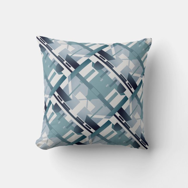 Ljus och Mörk Slate Teal on Benwhite Slanted Motif Kudde (Framsida)