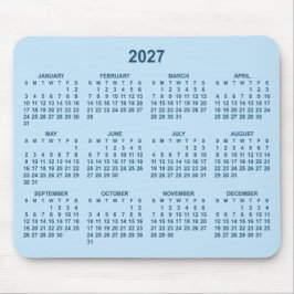 Ljus och mörkblå 2027-kalender musmatta