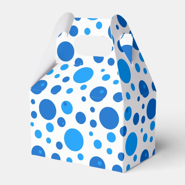 Ljus och mörkblå prickar presentbox presentaskar (Framsidan Sidan)