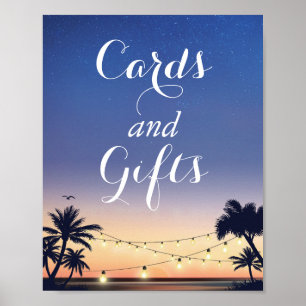 Ljus- och presentkort för Handflatan Beach-sträng Poster