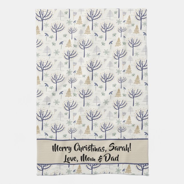 Ljus och prydnadsföremål i guld Silver Julgranar Kökshandduk (Vertikal)