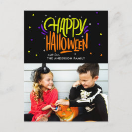 Ljus och rolig "Glad Halloween" familjehelg Meddelande Vykort