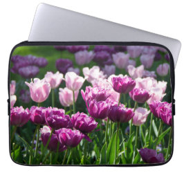 Ljus- och rosa-tulpaner på en solig dag laptop fodral