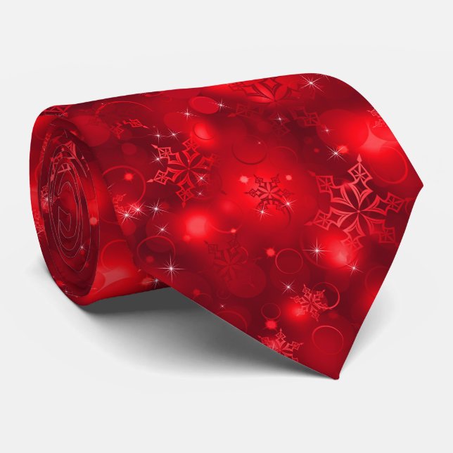 Ljus och snöflingor som är röda - julTies, Slips (Rullad)