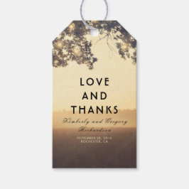 Ljus och Träd Grenar Rustic Bröllop Presentetikett