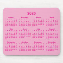 Ljus och varmt rosa 2026-kalender