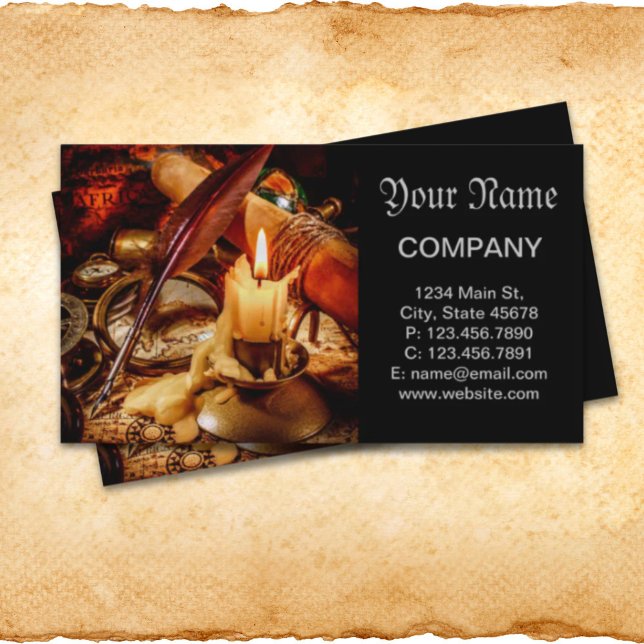 Ljus och verktyg visitkort (rustic ancient navigation vintage  business card)