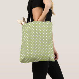 Ljus Olivgrön Tote Bag Med Prickar | Stor Väska
