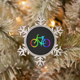 Ljus Ombre Regnbåge Cykel Snöflinga Pewter Julgransprydnad