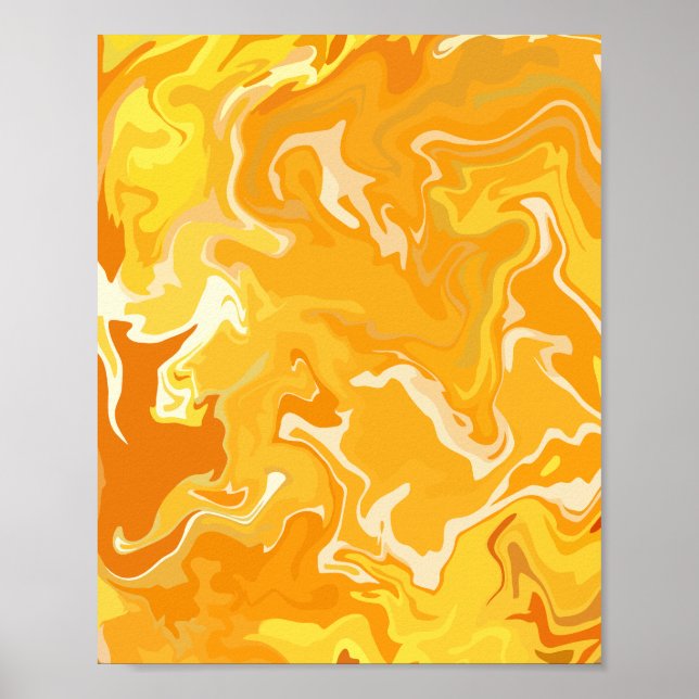 Ljus Orange Abstrakt Flöde Poster (Framsidan)