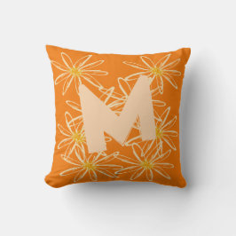 Ljus Orange Blommigt Pillow Kudde