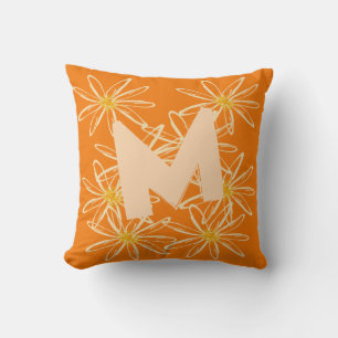 Ljus Orange Blommigt Pillow Kudde