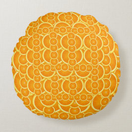Ljus orange citrusmönsterdesign rund kudde