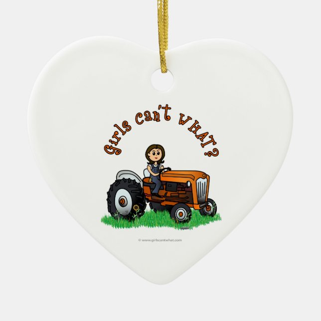 Ljus Orange Farmer Julgransprydnad Keramik (Framsidan)