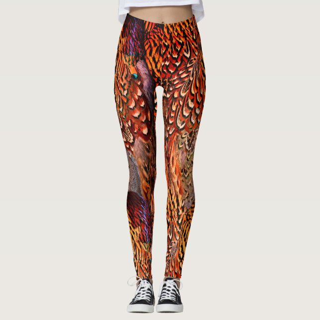 Ljus Orange Feather leging Leggings (Framsida)