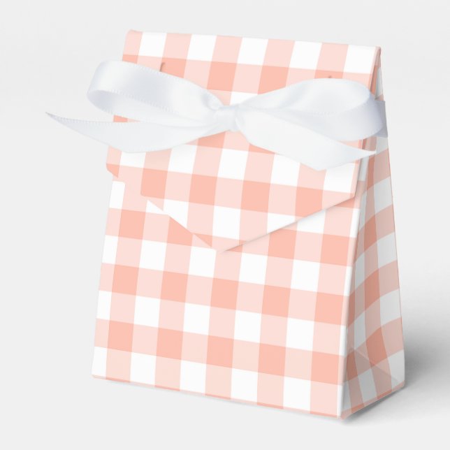 Ljus orange gingham-rutig presentbox för fest presentaskar (Framsidan Sidan)
