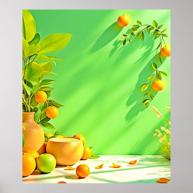 Ljus orange grön stilleben-design poster (Framsidan)