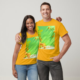 Ljus orange grön stilleben-design t shirt