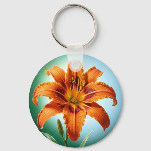 Ljus Orange Lilje Blomma Blommar Nyckelring