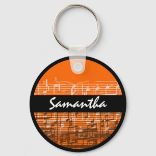 Ljus orange musik noteranpassadekeychain nyckelring