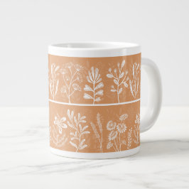 Ljus orange nyckfull botanisk silhuett jumbo mugg