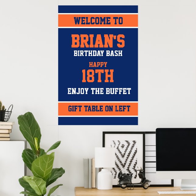 Ljus Orange och Mörk Blå Poster (Hemmakontoret)