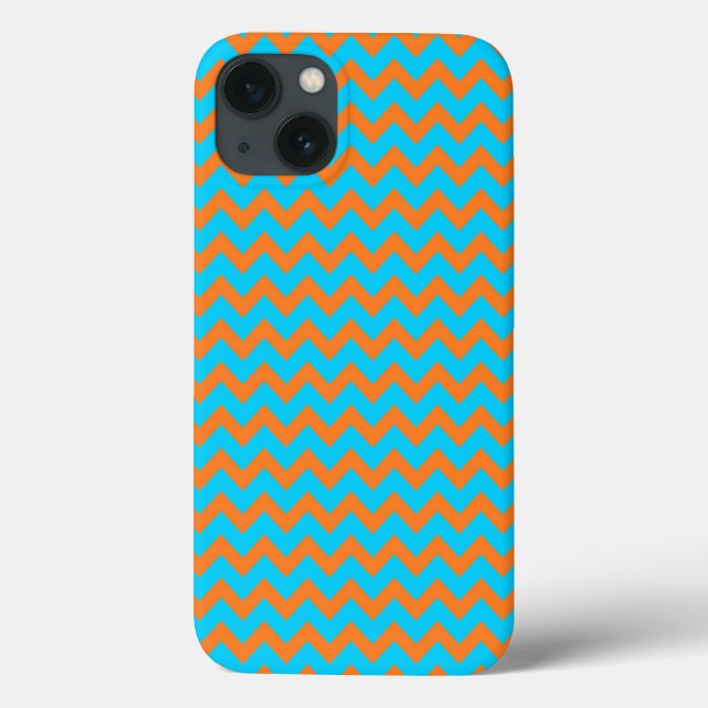 Ljus orange och tealblå zigzag-mönster (Baksida)