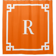 Ljus orange och vit grekisk nyckel enkel monogram