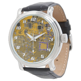 Ljus orange PCB-kretskortdesign för IT-proffs Armbandsur