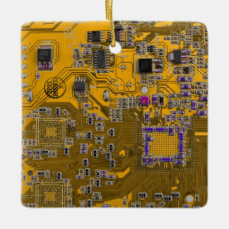 Ljus orange PCB-kretskortdesign för IT-proffs Julgransprydnad Keramik