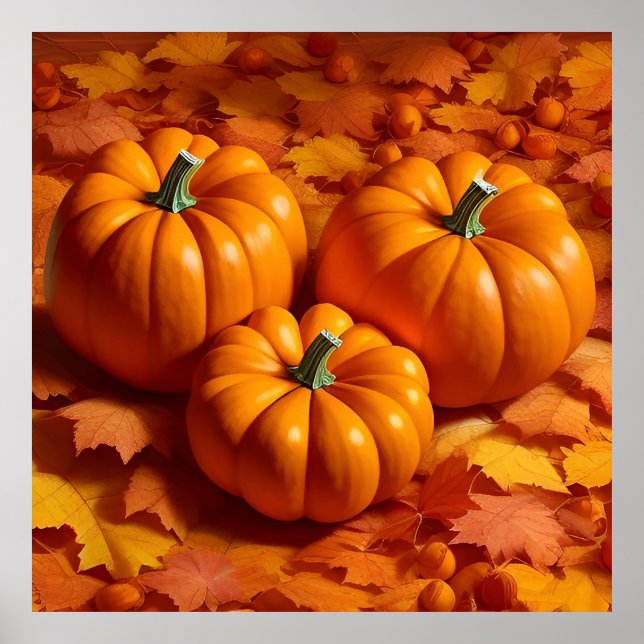 Ljus orange pumpor med höstlöv poster (Framsidan)