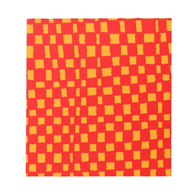 Ljus orange-röd rutig schackbrädemönster anteckningsblock (Framsida)