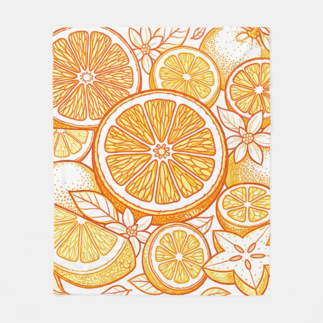 Ljus orange skivmönster fleecefilt (Framsidan)