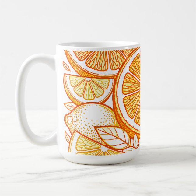 Ljus orange skivmönster kaffemugg (Vänster)