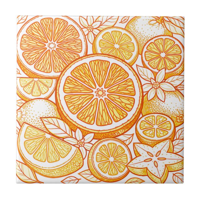 Ljus orange skivmönster kakelplatta (Framsidan)