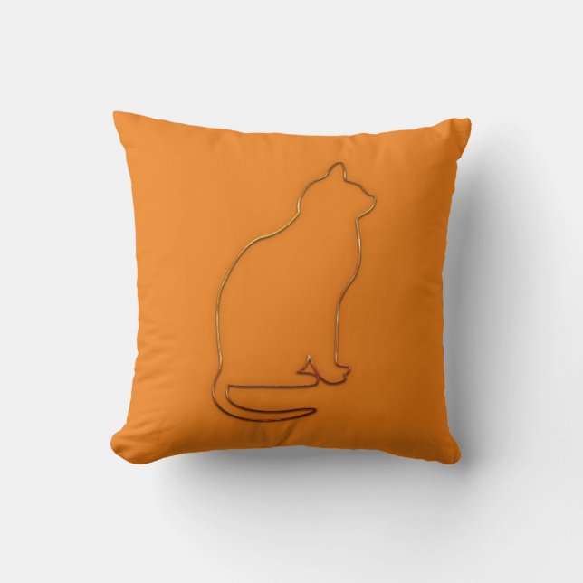 Ljus orange svart kattkudde kudde (Framsida)